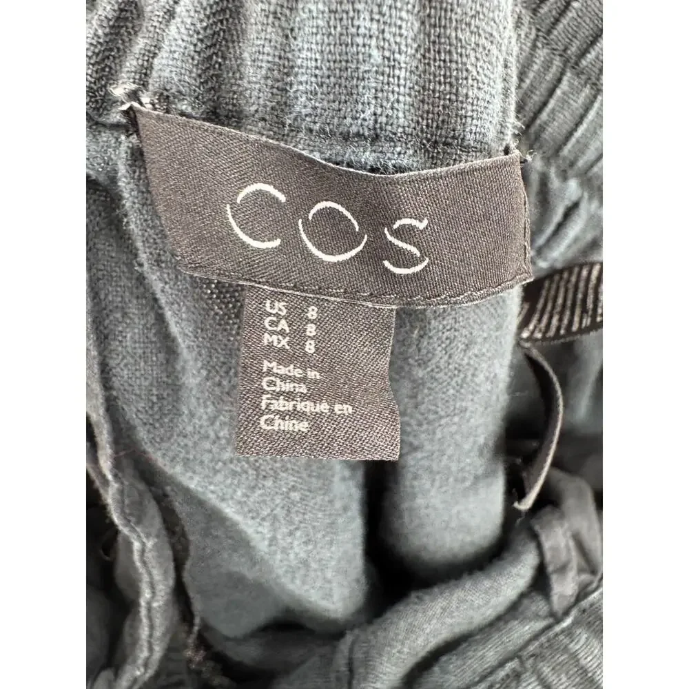 COS Linen Drawstring Casual Pants Women's Size 8 Black/Gray/Charcoal‎